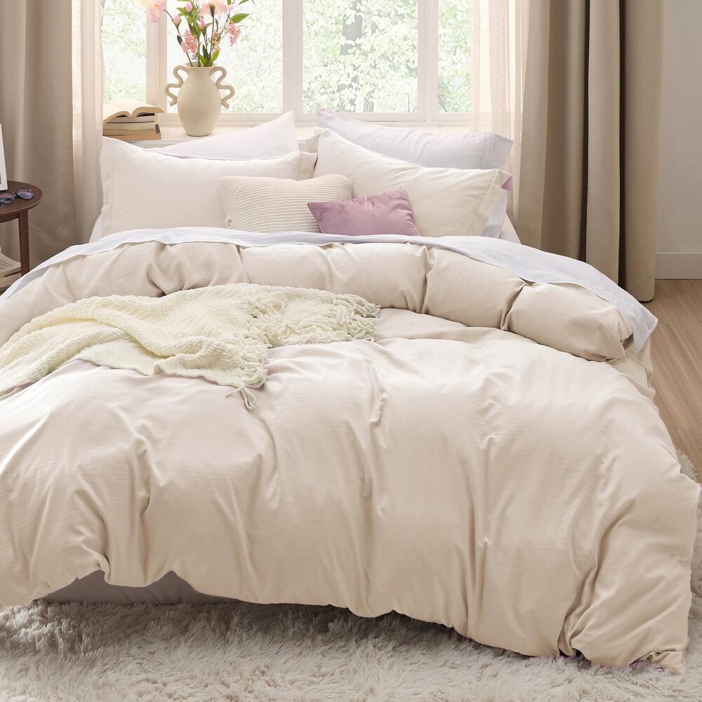 New Bedsure Full Duvet Cover Set (80" X 90") - Cream 3 Piece Set